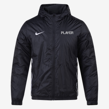 Black Nike rain jacket with player name.