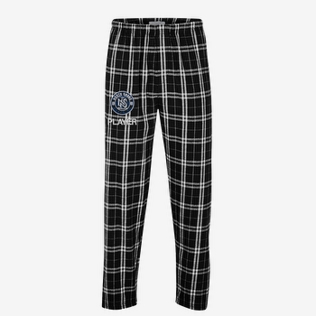 Plaid flannel pants with the North Shore Elite FC crest.